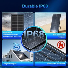 200 Watt Solar Panel,2pcs 100w bifacial solar panel,12V 18BB N-Type A