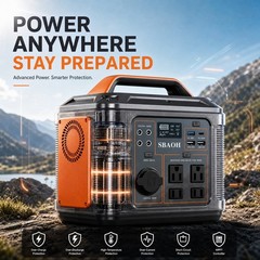 SBAOH 296Wh Portable Power Station and 60W Solar Panel Travel Kit (New)