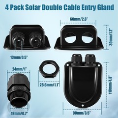 4 Set Waterproof Solar Cable Gland – Dual Entry for 3mm²-10mm², ABS Housing, RV,