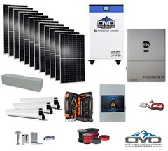 6KW Complete Offgrid Solar Kit + EG4 FlexBOSS21 + 32KW OMO 48V Freedom Series Li