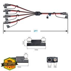 ELFCULB 14AWG 2FT SAE Splitter 1 to 4 Cable