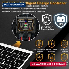 SOLPERK Solar Panel Kit 20W 12V, Waterproof Solar Battery Trickle Charger Mainta