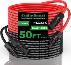 Solar Extension Cable 50Ft, Solar Wire 10AWG, 10 Gauge Tinned Copper PV Wire