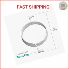 10 ft. Barrel Plug Extension Cable – Compatible with Ring Solar Panel and Super