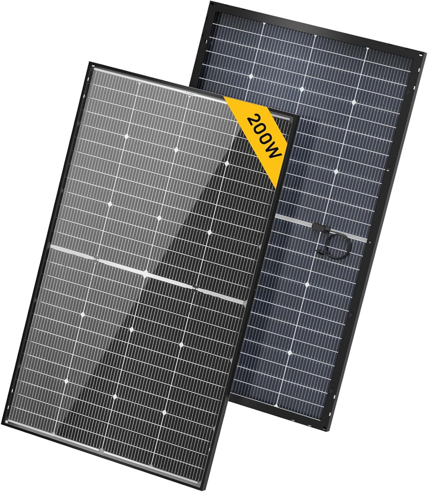 Bougerv 12V N-Type 16BB 200W Bifacial Solar Panel, 12V 200 Watt Solar Panel, for