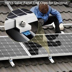10pcs Solar Panel End Clamp for Standard Unistrut, Aluminum 30mm/35mm Solar P…