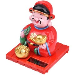 Enhance Your Space with a Nodding God of Wealth Statue Using Solar Power