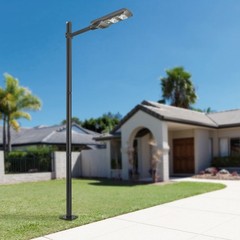 3m/10ft Black Galvanized Steel Parking Lot Lighting Post W/ Ground Cage Outdoor
