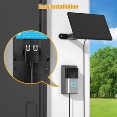Solar Charger for Video Doorbell 3/4, Waterproof 6W Panel, Adjustable Mount, 10f