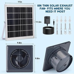 Solar Powered Exhaust Fan, 25W Solar Panel+8″ High Speed Solar Powered Fans, Sol