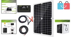 High-Efficiency 20W Solar Charger Kit with Extension Cables for Marine & Camping