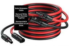 20ft Black + Red 10AWG Solar Panel Extension Cable Flexible Wire Connectors