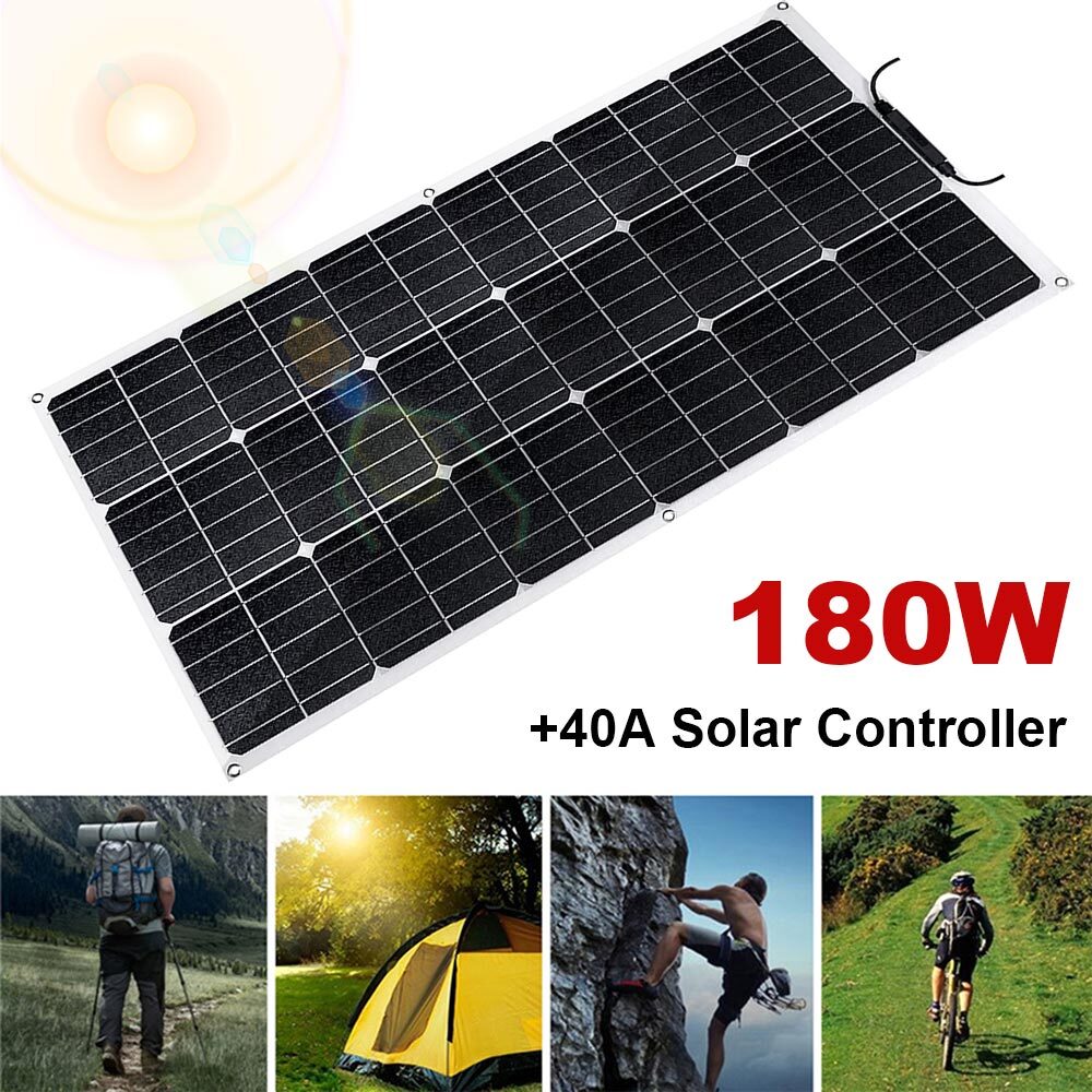 180 Watts Solar Panel Kit 40A 18V Battery Charger Controller Caravan Boat RV US