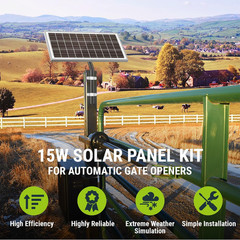 Newpowa 15W 12V 10BB Solar Panel Automatic Gate Openers, Compatible with Mighty