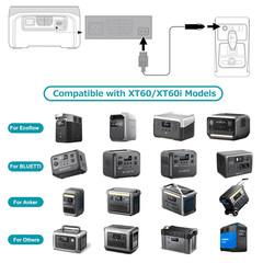 12V/24V Xt60I Car Charger Cable for Anker SOLIX Series C300C1000,EF ECOFLOW Rive