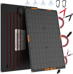 30W 12V Solar Trickle Charger Maintainer, Waterproof Portable Solar Panel Batter