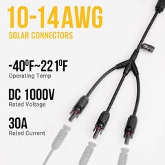 Solar Y Connectors 1 to 3 Parallel Connectors – Waterproof, 30A Max Current