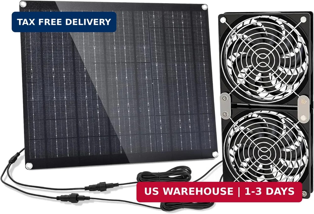 5.5″ Solar Fan, Solar Panel Fan, 30W Solar Powered Fan with Dual IPX7 Waterproof