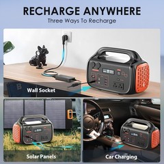 Portable Power Station 642Wh 600W Solar Generator with 100W Solar Panel Backup