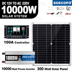 10000W Power Inverter Solar Generator With 300W Solar Panel Home Complete Kit