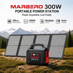 Portable Power Station 296Wh MARBERO with 60W Solar Panel Included