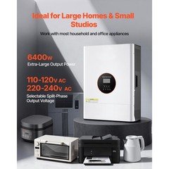 6000W 48V Hybrid Solar Inverter, 120/ 240V Split Phase, 120A MPPT
