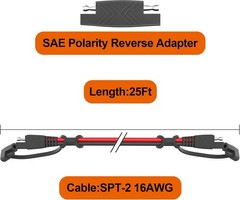 12Ft SAE Extension Cable 16AWG Quick Disconnect for Automotive Solar Panel