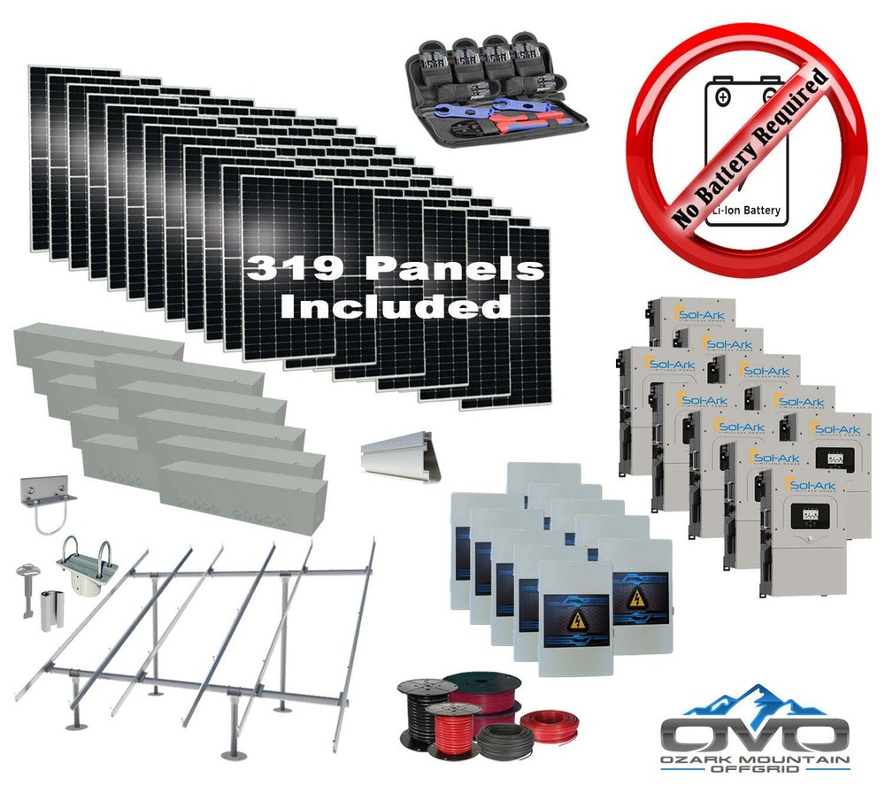 175KW Complete Offgrid Solar Kit + 10x 15K Sol-Ark Inverter +175.45KW Solar with
