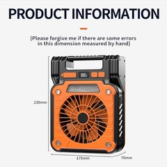 Solar Rechargeable Outdoor Fan For Camping Foldable USB Charging Integrated
