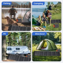 200W Foldable Solar Panel 24% High Conversion IP65 Outdoor Power Charger Black