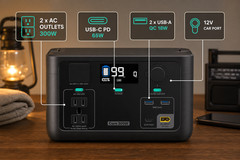 300W 600W Peak Portable Power Station 192Wh LiFePO4 Battery 10ms UPS 120V AC