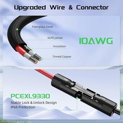 10FT Twin Wire Solar Panel Extension Cable 10 Gauge PV Wire with IP68 Female &