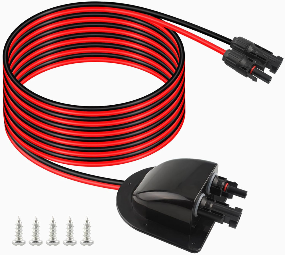 Solar Cable Entry Gland with 10Ft 10AWG Solar Extension Cable,Through RV Roof So