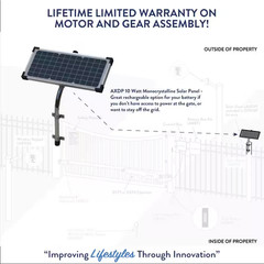 10-Watt Premium Monocrystalline Solar Panel Kit for Automatic Gate Openers