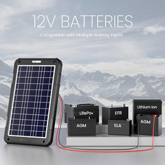 12V Solar Car Battery Charger: 12W Solar Panel Kit Battery Trickle Charger Maint