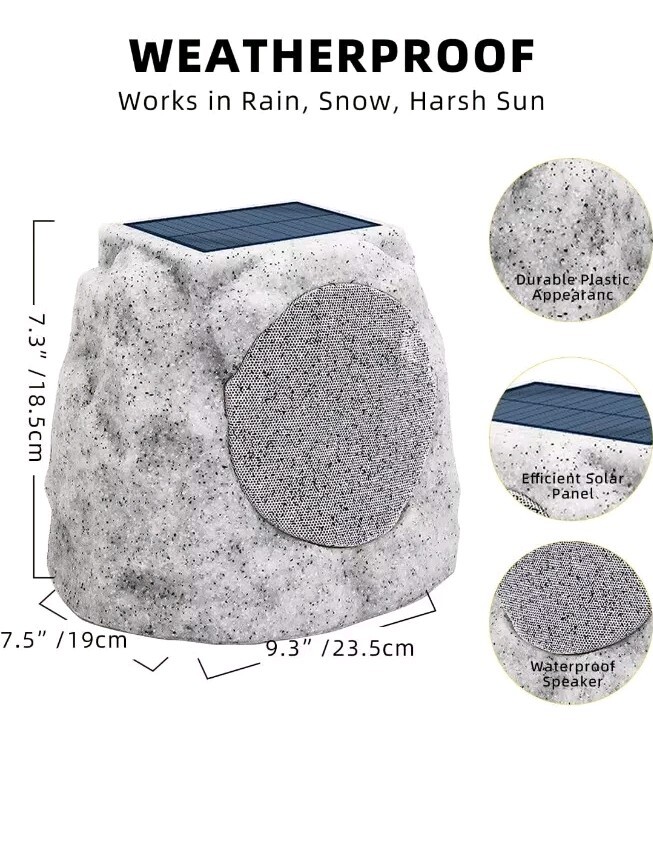 Solar LED Stone with BT Speaker – 2 pack – Marble