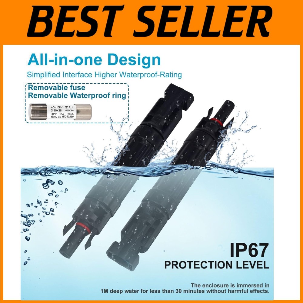 Solar Panel Connector with Male Female Inline Fuse Holder