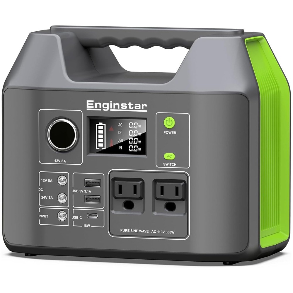 EnginStar Solar Generator, 300W Portable Power Station, 296Wh Lithium Battery…