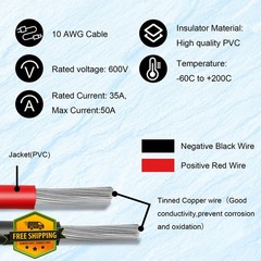 MOOKEERF 30FT Solar Panel to SAE Adapter Cable