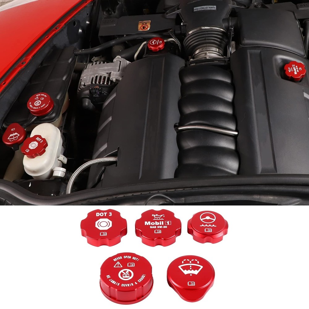 PIUGILH Car Engine Oil Cap Radiator Cap Brake Fluid Cap Cover Fit for C6 Corv…