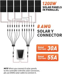 Solar Y Connector – 1 to 6 Parallel Solar Panel Connector, 63cm Extension, Hi…