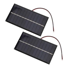 2pcs Solar Panel with Cable 1W 6V Polycrystalline Silicon Solar Charging Panel