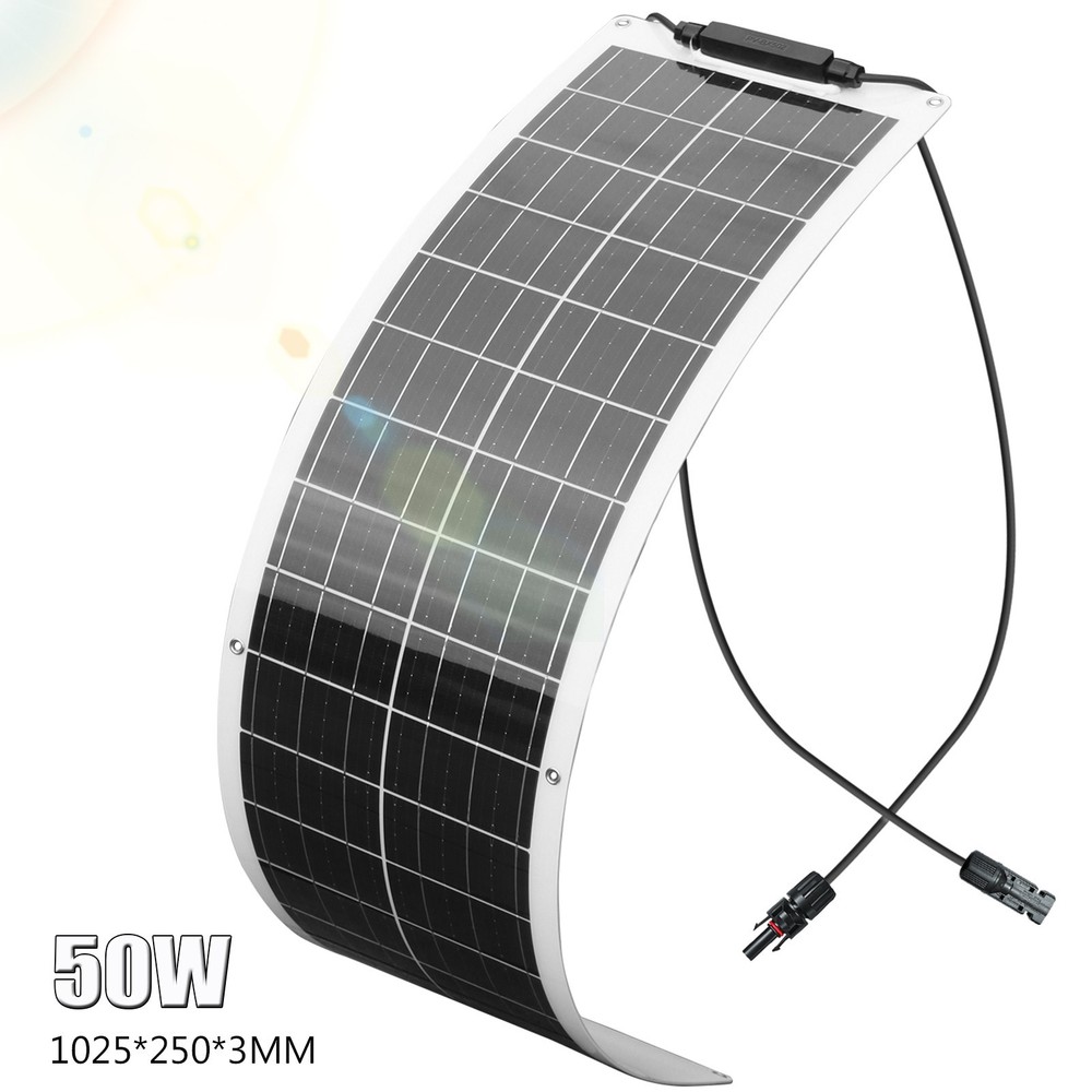 Solar Panel 50W Flexible Monocrystalline Module for 12V Battery RV Camping Boat