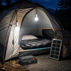 Grennova Portable Solar Light Kit USB Charger 2PCS Switch LED Bulbs