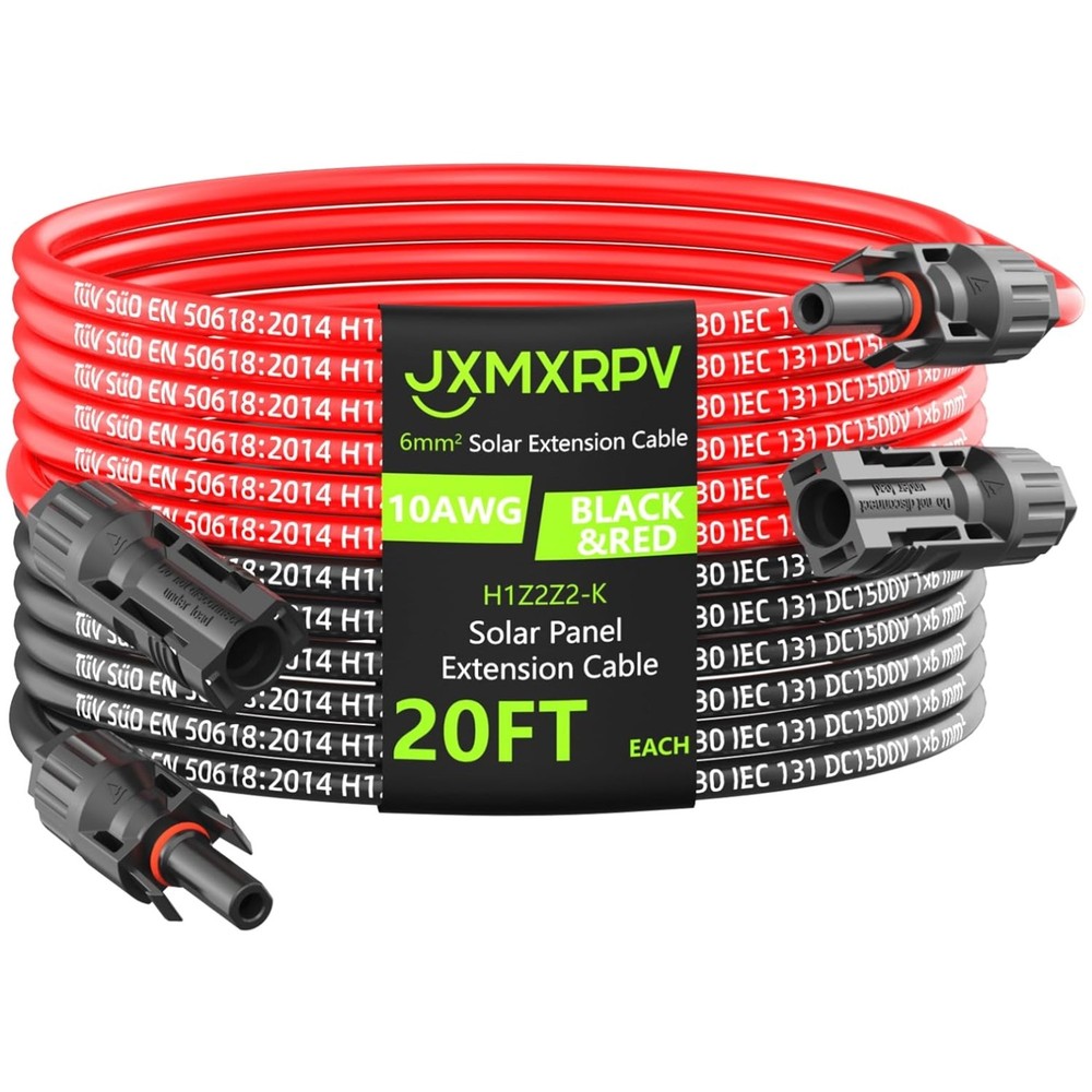 Flexible 20Ft PV Solar Wire – Tool-Free Weatherproof Connectors for Easy Setup