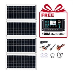 800W 4 x 200W PV Panel Kit – 100A Controller + 2M DC Cord for Home Balcony/RV4