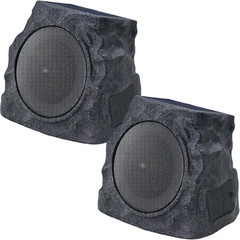 2-Pack Solar Powered Rock Speakers Outdoor Water-Resistant IP44 Rock Speaker wit