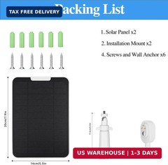 Solar Panel Charger Compatible with Arlo Pro 3/Pro 4/Pro 5S/Ultra/Ultra 2/Go 2 C