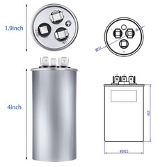 30/5 MFD uF 370/440V CBB65 Dual Run Round Capacitor for AC Motor, HVAC Capaci…
