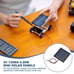 15 Pcs Mini 2V 0.26W 130mA Solar Panels for 54mm x 54mm with 2 Cables